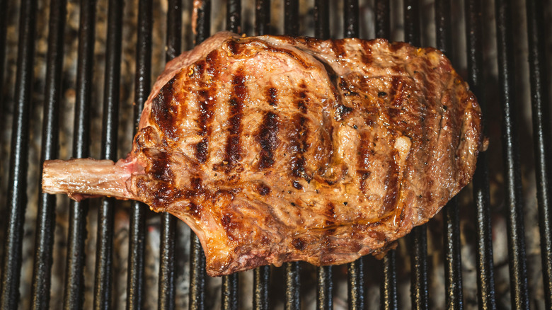 Cowboy steak on the grill