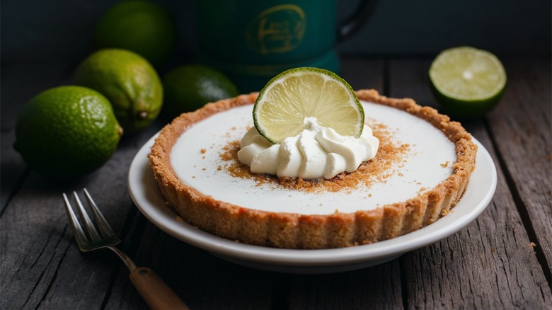 Key lime pie on a plate