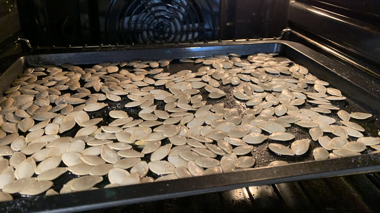 tray of seed roasting