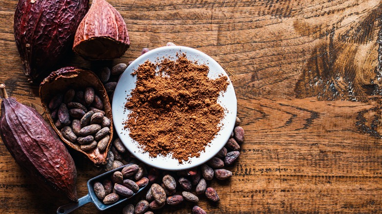 cocoa powder and cacao beans