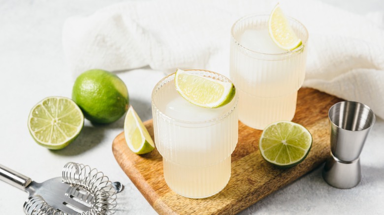 Margarita glasses, limes