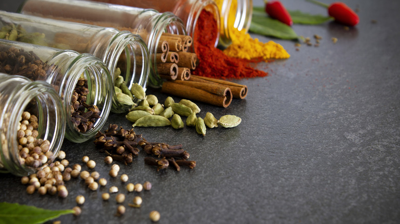 Various spices in jars