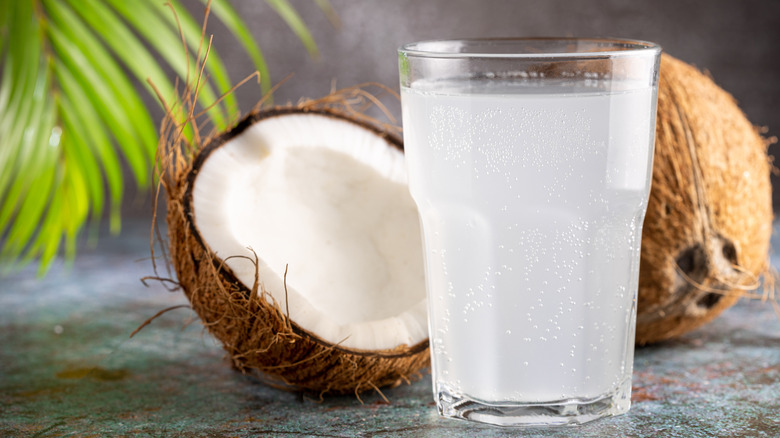 coconut water in a glass