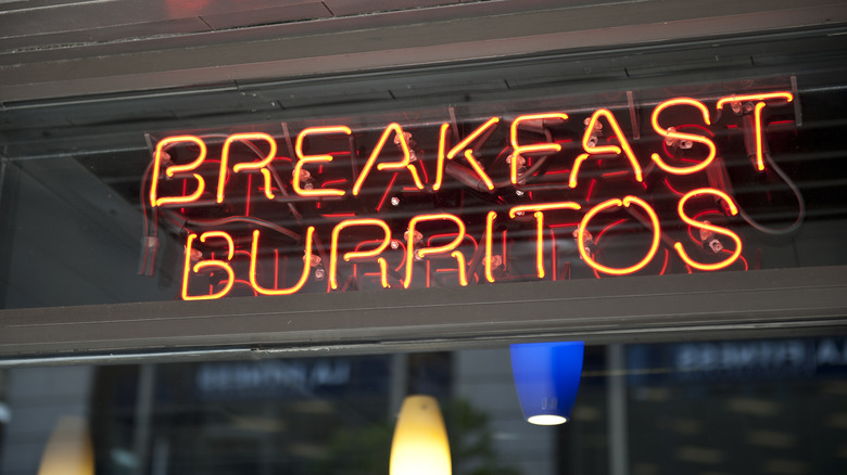 Breakfast burrito neon sign