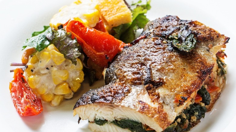 stuffed fish and vegetables