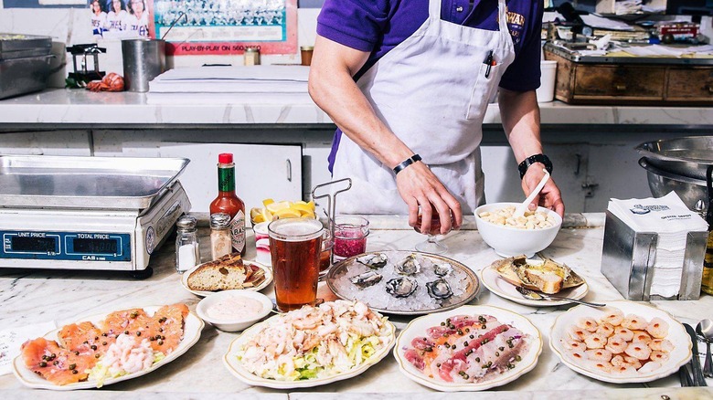 The seafood counter at Swan Oyster Depot in San Francisco