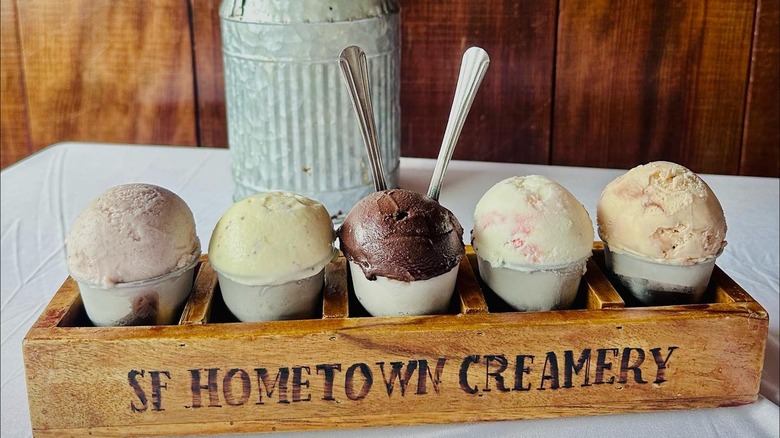 A flight of ice creams at SF Hometown Creamery