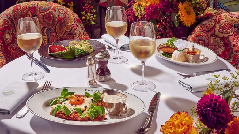 Dinner table at the Ivy café