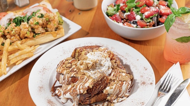 french toast, salad