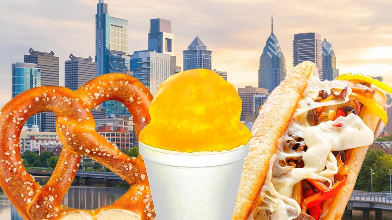 the Philadelphia skyline, foods