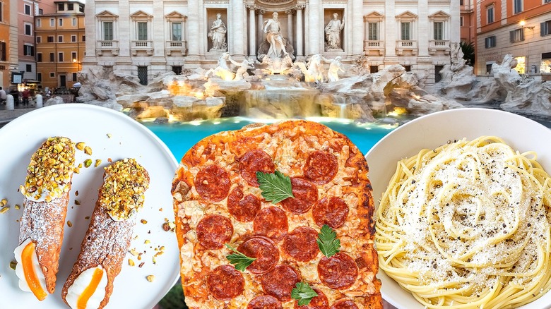 Roman foods and Trevi Fountain