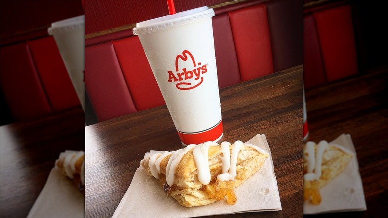 Arby's drink and apple turnover