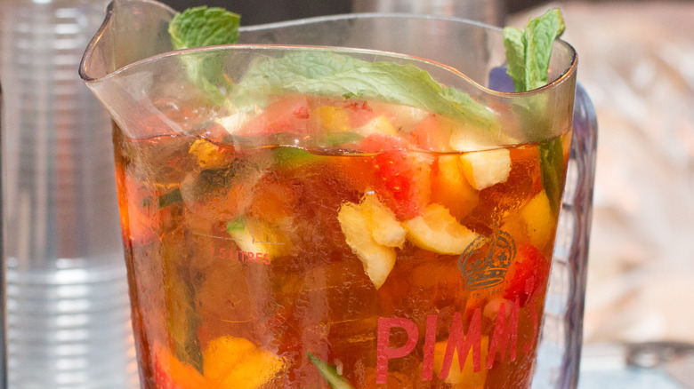 Pitcher of Pimm's cup cocktail