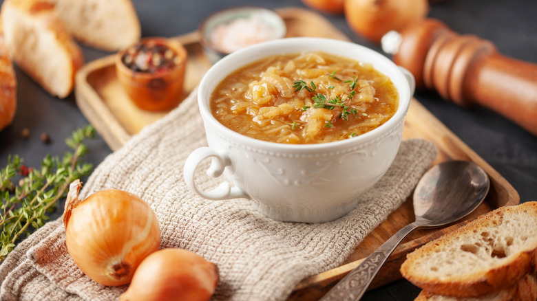 French onion soup served in cup