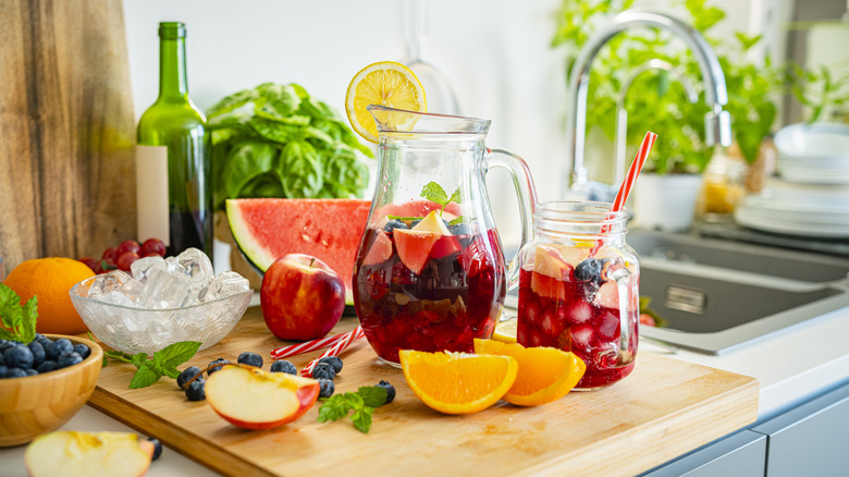 Pitcher of Sangria With Ingredients