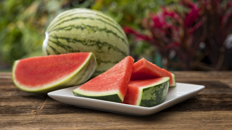 whole watermelon and sliced watermelon