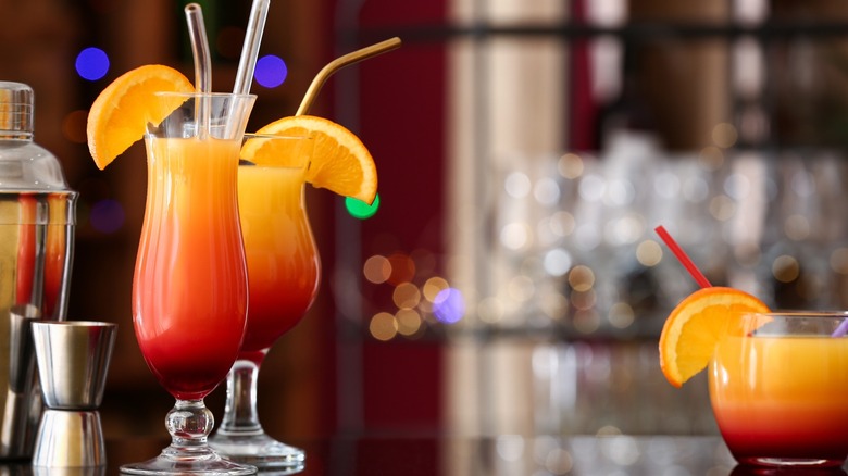 Tequila sunrise cocktails