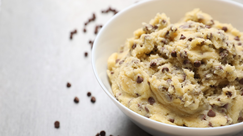 Cookie dough in a white bowl