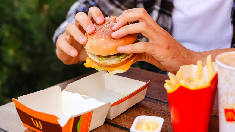 Hands holding McDonald's Big Mac