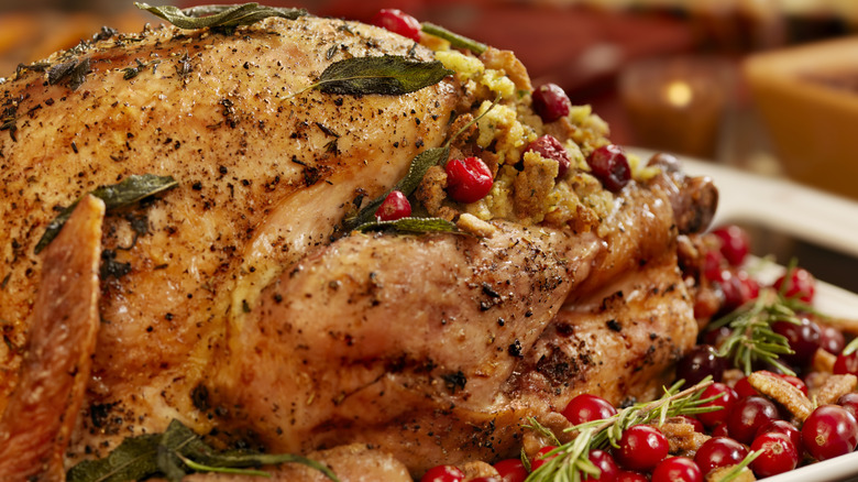 Roast turkey with fresh herbs