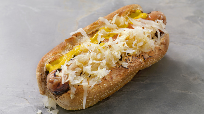 Hot dog with sauerkraut