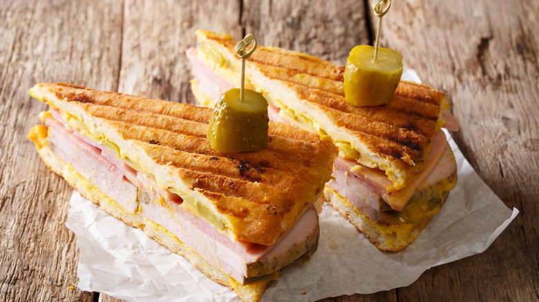 Cuban sandwich in wedges
