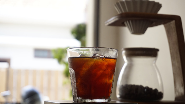 V60 filter used to make iced coffee