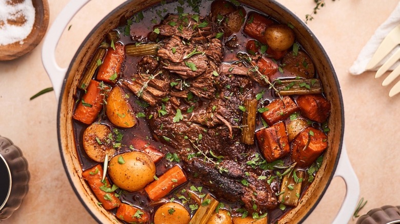 beef pot roast in a dutch oven