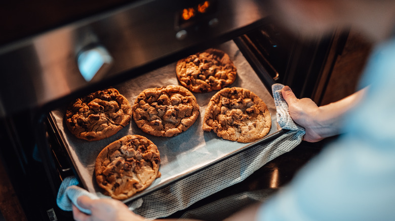 cookies pulled out from oven