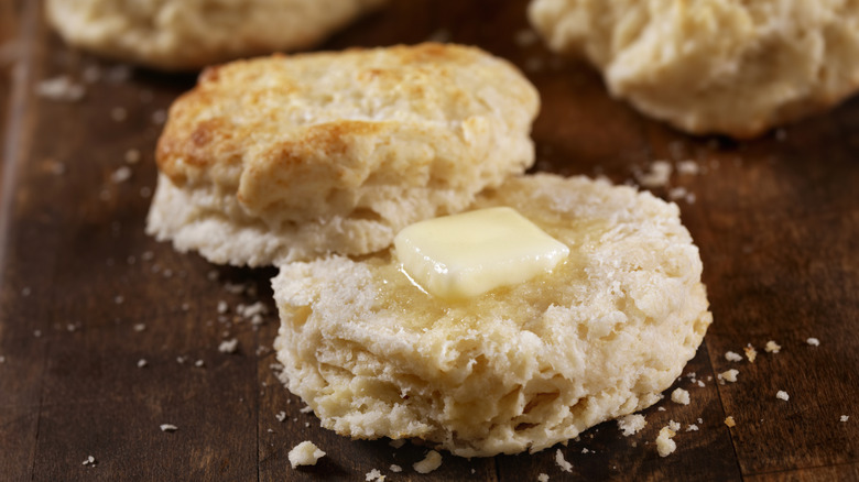 buttermilk biscuit with a butter pat