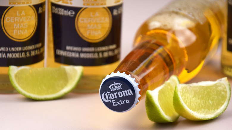 Corona pictured with limes