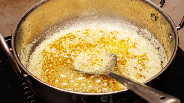 melting butter in saucepan