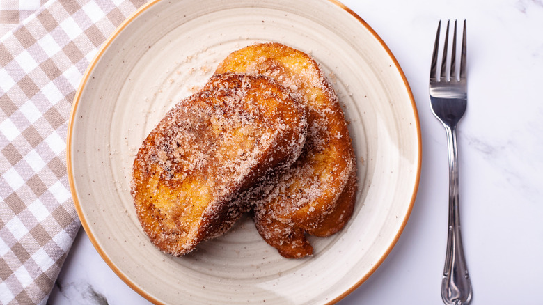 Perfectly cooked French toast on a plate