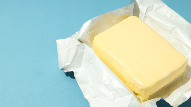 Softened butter in its wrapper