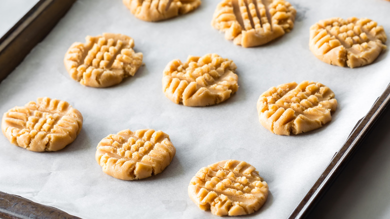 Peanut butter cookies on parchment