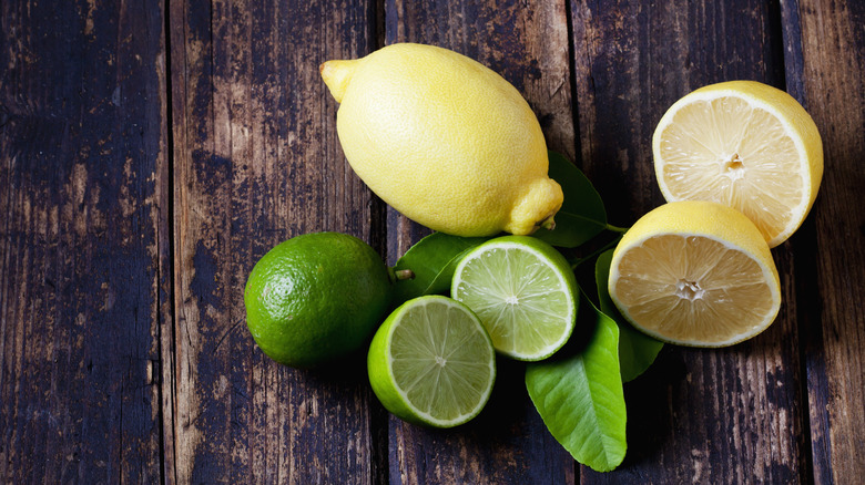 Halved lemons and limes