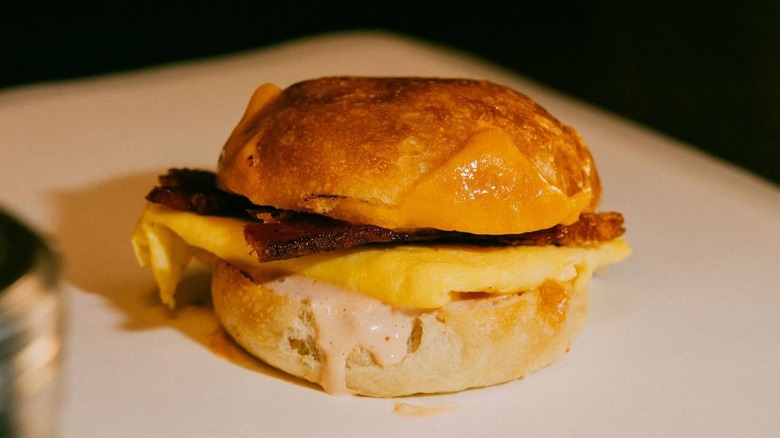 Supernatural bacon egg and cheese with sauce