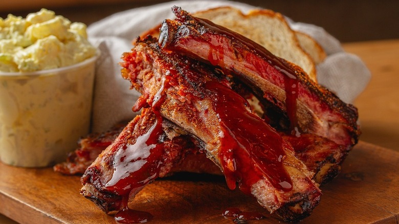 Barbecue ribs and potato salad from Big Bill's Bar-Be-Que in Memphis