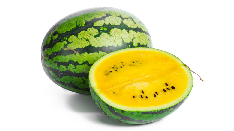 Yellow watermelon on white background