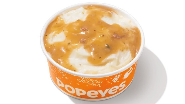 Mashed potatoes with gravy from Popeyes