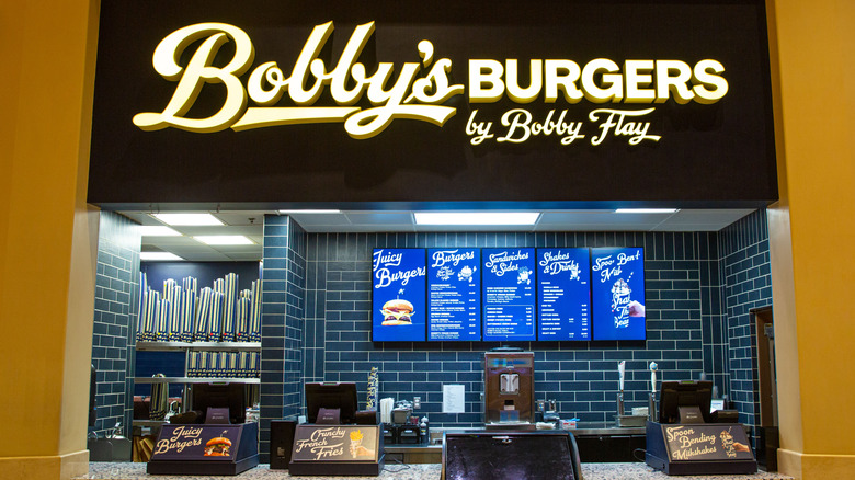 The counter of Bobby's Burgers seen front-on.