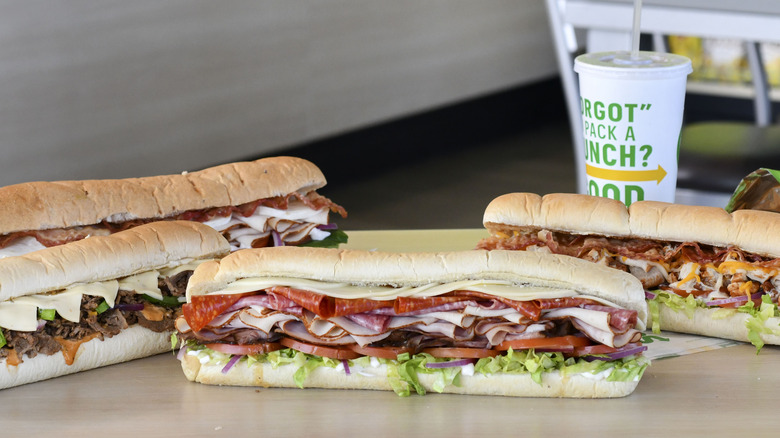 Subway sandwiches and drinks