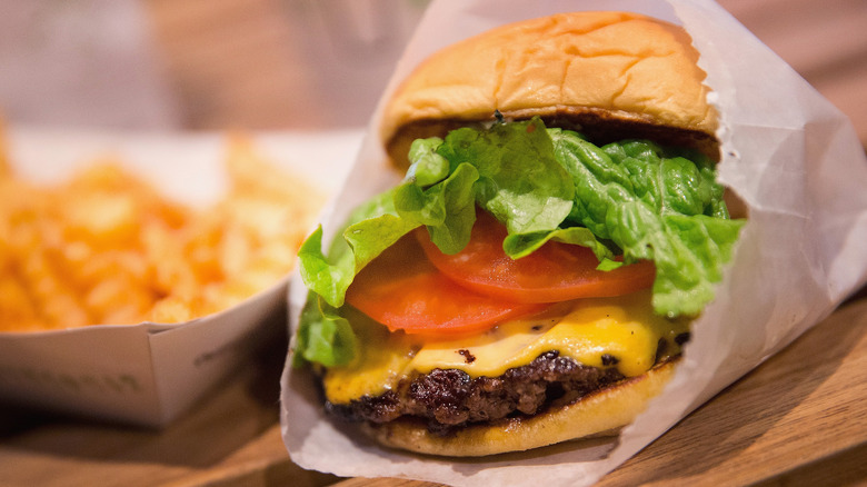 Shake shack burger on counter