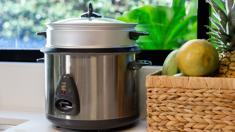 Rice cooker on a kitchen counter