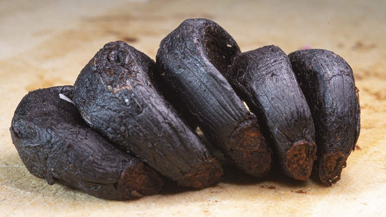 Sliced black garlic