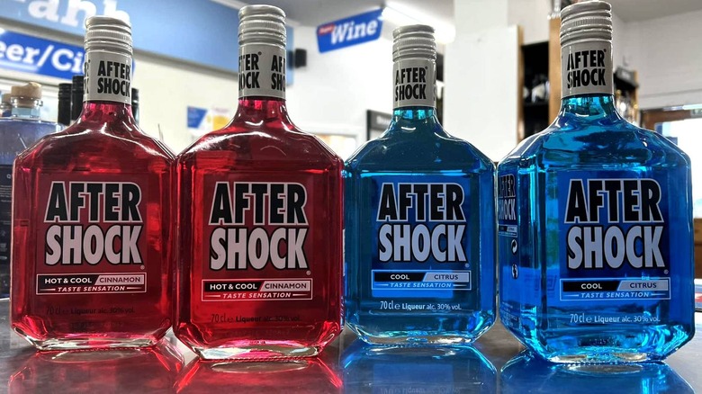 Red and blue Aftershock bottles