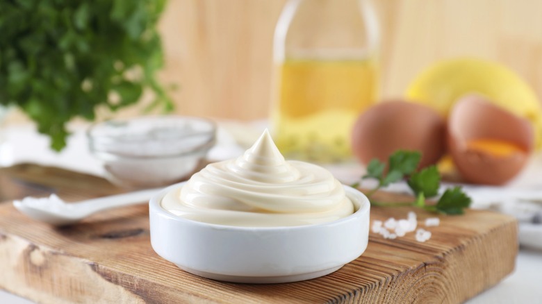 Ramekin of homemade mayonnaise