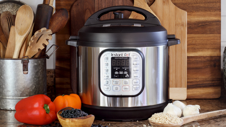 Instant Pot with cooking ingredients