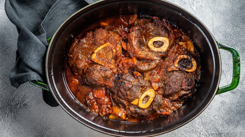 top down view of prepared beef shank