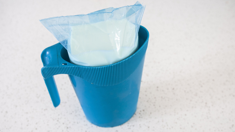 bag of milk in pitcher